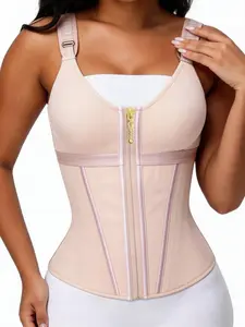 Women's Shapewear Postpartum Underwear, Zipper Hook Design, High Elasticity Compression Firm Tummy Control Girdle Waist Cincher, Adjustable Straps, Comfortable Fit, Womenswear