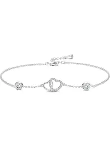 Heart Anklets Bracelet for Women,High-quality Crystals, White Gold Plated Double Love Friendship Anklet Foot Jewelry Gift for Mother's Day