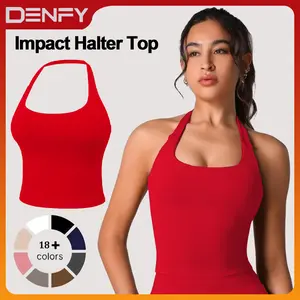 [SIZE UP 1-2] DENFY Impact Halter Top Fitness Gymwear Women's Tank Tops Workout Sports Vest Seamless Yoga Backless Tanks Gym Sportswear Activewear Athletic Athletic Training Apparel