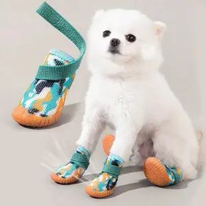 Breathable Mesh Puppy Shoes Small Dogs Doggy Booties Summer Non-Slip Pet Boots with Adjustable Strap for Chihuahua Yorkshire