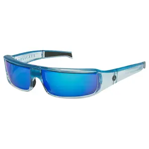 POPTICALS, POPSIGN, Polarized Sunglasses, Gloss Blue/Clear Crystal Frame, Gray Lens, Blue Mirror