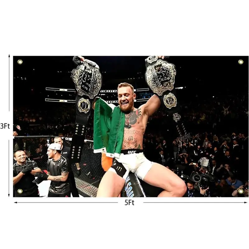 Conor McGregor Boxing Wall Tapestry, 3x5FT Durable Brass-Accented Flag, Funny Print Home Decor for Man Cave & College Dorm Room