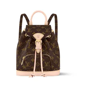 Louis Vuitton Montsouris Monogram Coated Canvas Mini Backpack for Women, Drawstring Closure, Brown