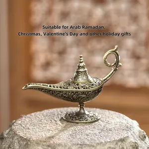 1pc Magic Lamp Alloy Incense Holder Aromatherapy Stand Living Room Decoration Yoga Meditation Buddhist Home Decorative Aromatherapy Stove Tea Ceremony Desktop Decoration Ramadan Eid Valentine's Day Holiday Gift