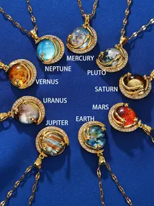 New Elegant Starry Colorful Zirconia Planet Pendant Necklace,Perfect Gift for Women Daily Versatile Anniversary/Birthday/New Year/Party Gifts All Seasons Wearable