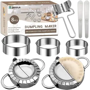 Dumpling Press Molds Set and Cutter Dumpling Skin Maker Stuffing Spoon Flour Ring Cutter,Chinese Dumpling Pie Ravioli Empanadas Press Mold Kitchen Accessories,Car Interior Accessories Round Utensils Circle Oil Stainless Traditional