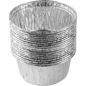 3.5 Inch Round Ramekins Muffin Cups Tin Foil Disposable Aluminum Cupcake Pans Freezer & Oven Safe Pack of 20