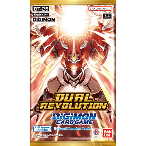 Digimon CCG Dual Revolution (BT25) English Booster Pack - 12 Cards, Dats, Glowing Dawn Non-Sports Trading Card Collectible