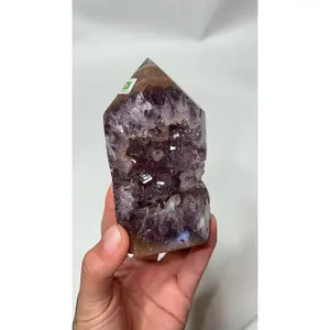 Chunky Quartzy Purple Amethyst Geode Tower