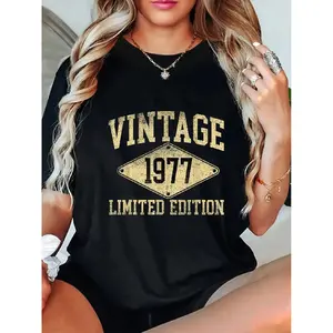 Graphic T-shirtVintage 1977 Limited Edition Year Of Birth Birthday T-Shirt |   birthday graphic tee, vintage 70s shirt, year of birth t-shirt, casual cotton top, unisex streetwear, viral TikTok trend