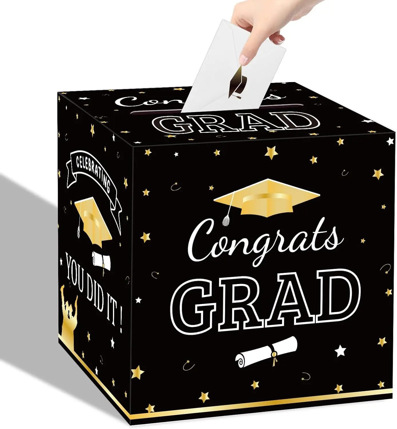 Graduation Card Box 2026 Graduations Decorations,Foldable Graduation Card Storage Box for Graduation Party Decorations (Black)