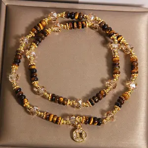 This premium double-strand Maillard tiger's eye beaded bracelet is a natural gemstone that brings you energy and wealth.