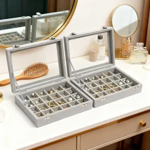 Jewelry Storage Box with Glass Lid, Velvet Lining, Perfect for Watches and Rings, Home Organizer, Jewelry Holder Organizer, 15cm X 20cm, Lockable Storage Boxes