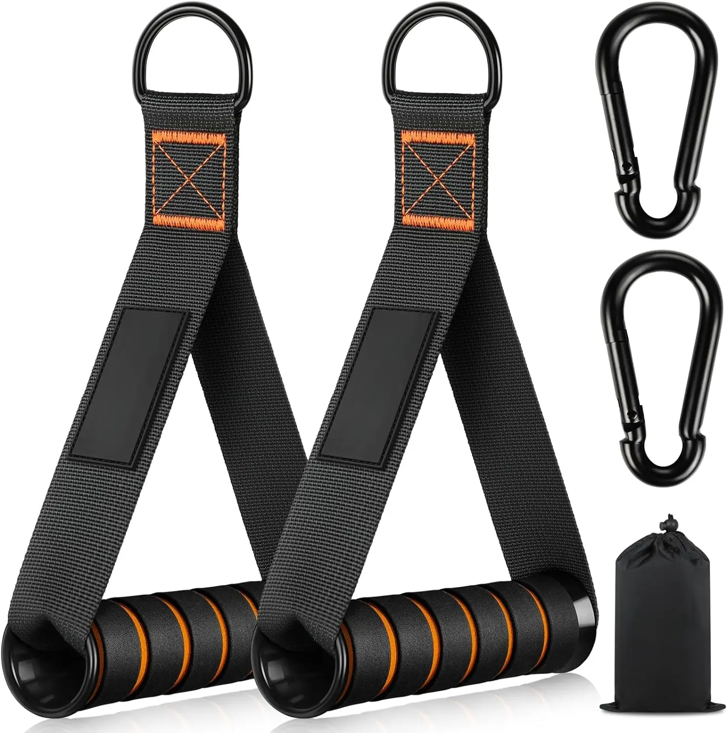 Woven Nylon Exercise Handles with Ultra Wide Foam Grip, Ultra Durable Super Strong Attachment for Strength Training, Cable Workouts Support 560 lbs Functional Fitness Machine Accessory