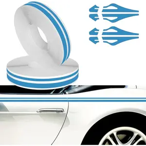 2PCS Pin Striping Tape for Cars, 32Ft Car Vinyl Blue Pinstriping Tape Stripe Decal Car Waistline Body Side Striping Tape Emblems Trim for DIY Car Motorcycle Door Instrument Racing(Blue)