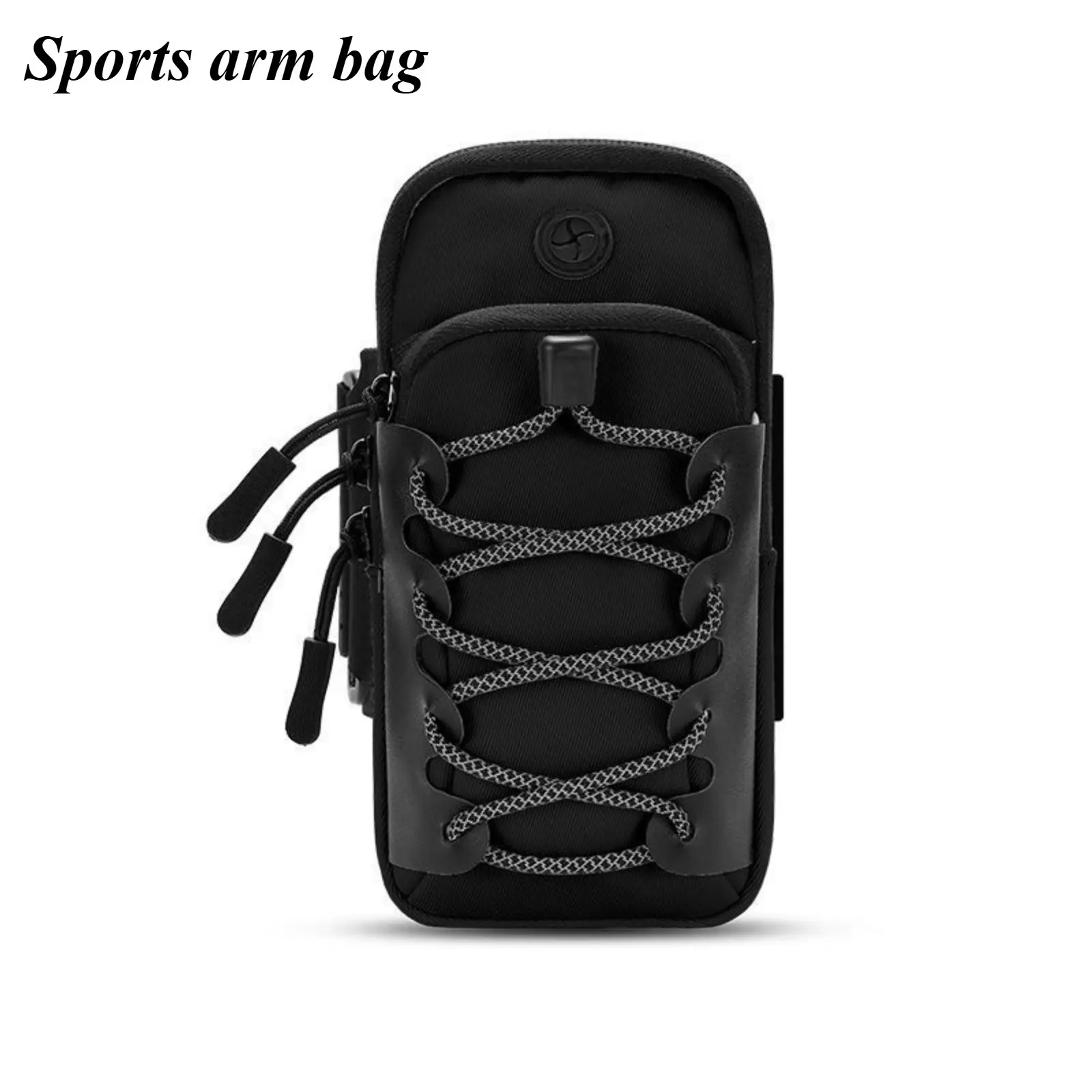 Reflective Sports Wrist Pouch with Zipper, Solid Black Lightweight Armband for Men & Women, Compact for Running, Biking & Fitness, Sports Accessories, Armband Phone Holder, Casual Outings, Stay Visible, Male, Adults, Unisex, Cycling, Zippered, No