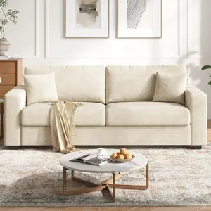 87.5 Inch Sofa with Extra Deep Seats Oversize, Linen Fabric 2 Seater Sofa for Living Room,Modern Couch and Loveseat, Comfy Armrests and Seats and Backrests, Easy Installation,Apricot