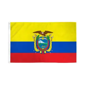 Ecuador Flag 2x3ft Poly Dye-Sublimated Bold Colors with Header Tape & Metal Grommets Double-Stitched Edges