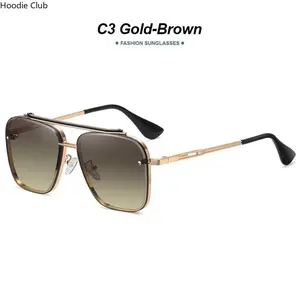 Unisex Gradient Polarized Sunglasses Vintage Square Aviator Metal Frame Luxury Retro Eyewear for Men Women UV Protection Beach Outdoor Travel Daily Wear Fashion Shades