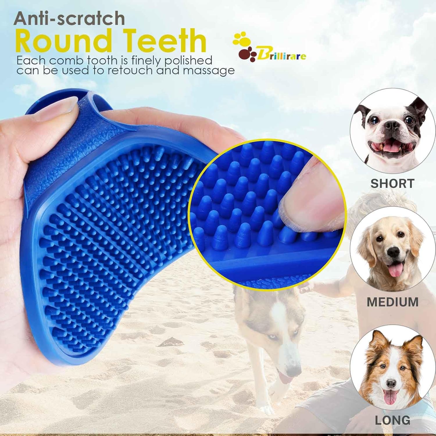 2 Pack Dog Grooming Brush, Premium Soft Silicone Pet Bath Brushes with Adjustable Handle, Shampoo Soothing Comb for Wet Dry Long Short Haired Dogs & Cats Massaging, Deshedding