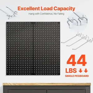 2 Metal Pegboard Panels with 10 Metal Hooks, Peg Board Wall Organizers for Garage Tool Storage, Suitable for Home & Dormitory Wall-Mounted Multifunctional Organizing of Hardware, Kitchen & Bathroom Items, Pegboard Wall Organizers