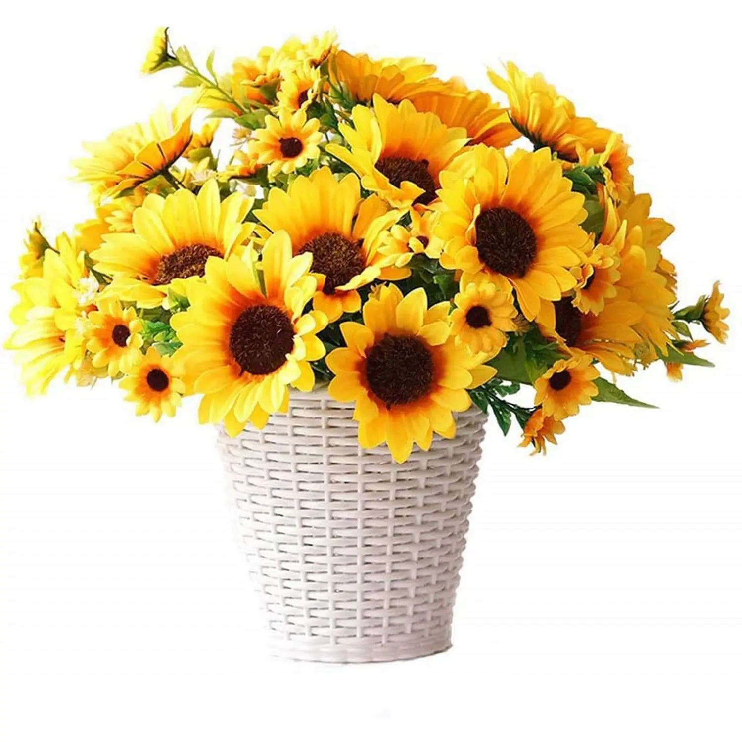Sunflowers Artificial Flowers, 10 Bunches Fake Sunflower Artificial Flowers for Outdoors Spring Summer Decoration Look Real UV Resistant Fake Flowers for Home Porch Garden Wedding Party Office Indoor