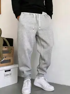 Men's Plus Size Loose Drawstring Waist Joggers, Casual Street Style Sport Pants, Comfortable Daily Wear, Perfect Gift for Men