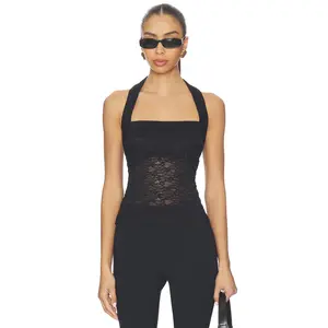 LIONESS Palisades Halter Top in Noir