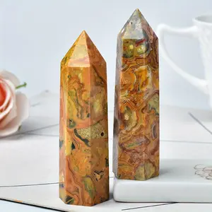Natural Crazy Agate Crystal Tower 8-9cm Polished Gemstone Point Home Decor Gift