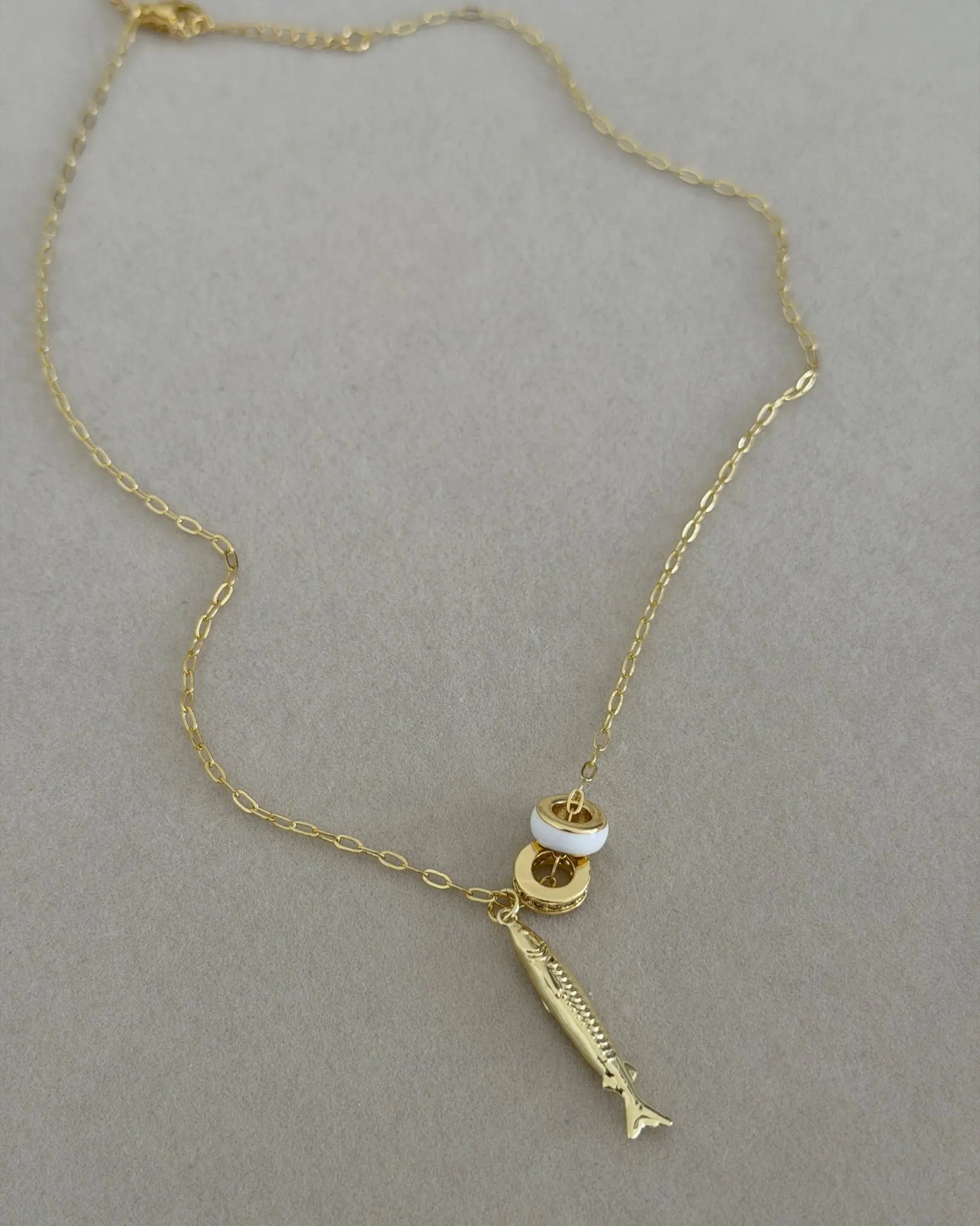 Golden Sardine Charm Necklace