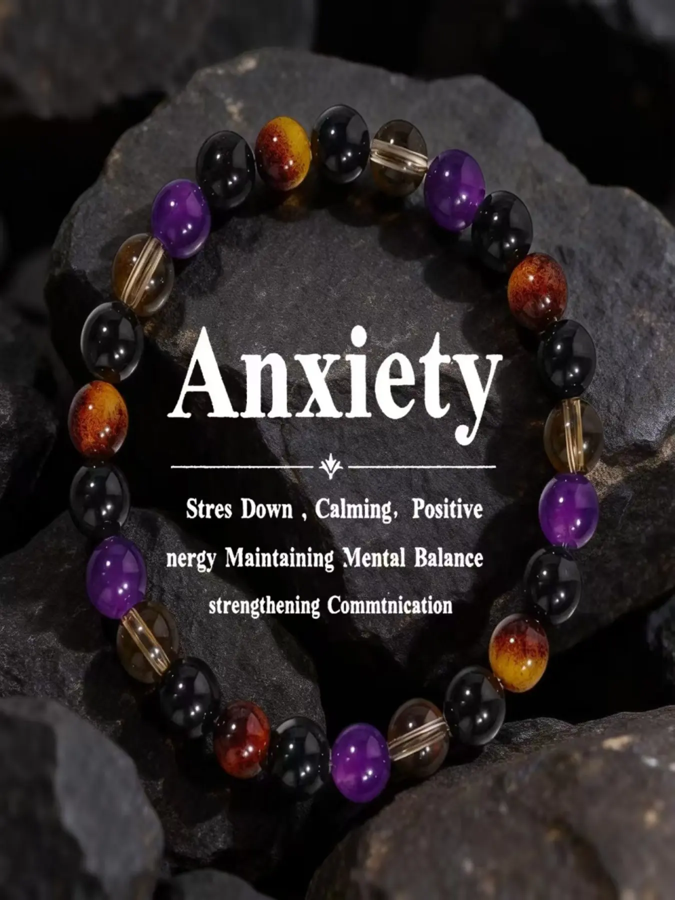 Stress Relief Energy Bracelet, Anxiety Bracelet, Glass Tiger Eye Stone, Simple Round Beaded Healing Crystal Bracelet, Enhances Communication Skills