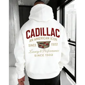 Vintage Cadillac Hoodie, Classic 1902 Cadillac Logo Graphic Hoodie, Retro American Car Sweatshirt, Oversized Streetwear Pullover for Men and Women