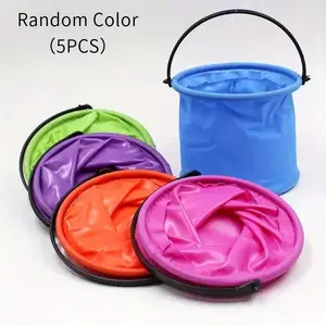 Five-Piece Foldable Multi-Functional Water Bucket Set, Durable and Portable, Ideal for Beach Travel Outdoor Garden Party Camping Picnic Fishing