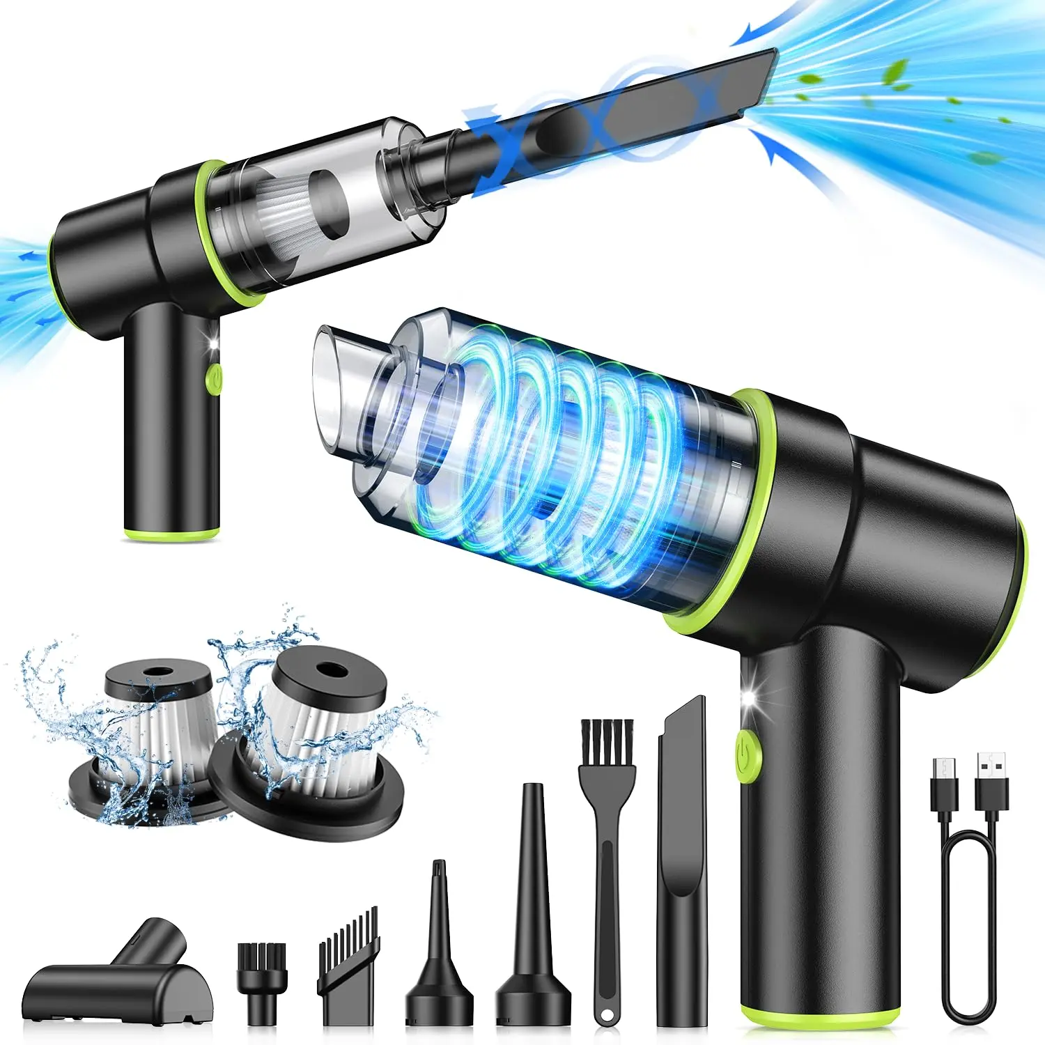 4In 1 21000PA Portable Compressed Air Duster-Reusable Electric, 60000 RPM Vacuum CleanerCordless Car Cleaning Tools Household Appliancessweeping