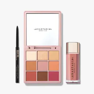 Mini Modern Renaissance Kit - Mini Brow Wiz, Mini Modern Renaissance 9-Pan Palette, Lip Velvet in Shade in Softy