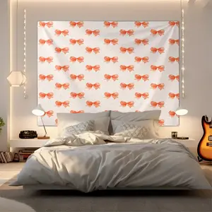 Watercolor Bow Print Tapestry, Sweet Princess Style Wall Decor, Soft Fabric, Easy to Hang, Perfect for Background Decoration in Girls' Bedroom and Living Room, Ideal Gift for Family and Friends