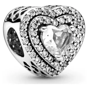 PANDORA Sparkling Leveled Hearts Charm 799218C01