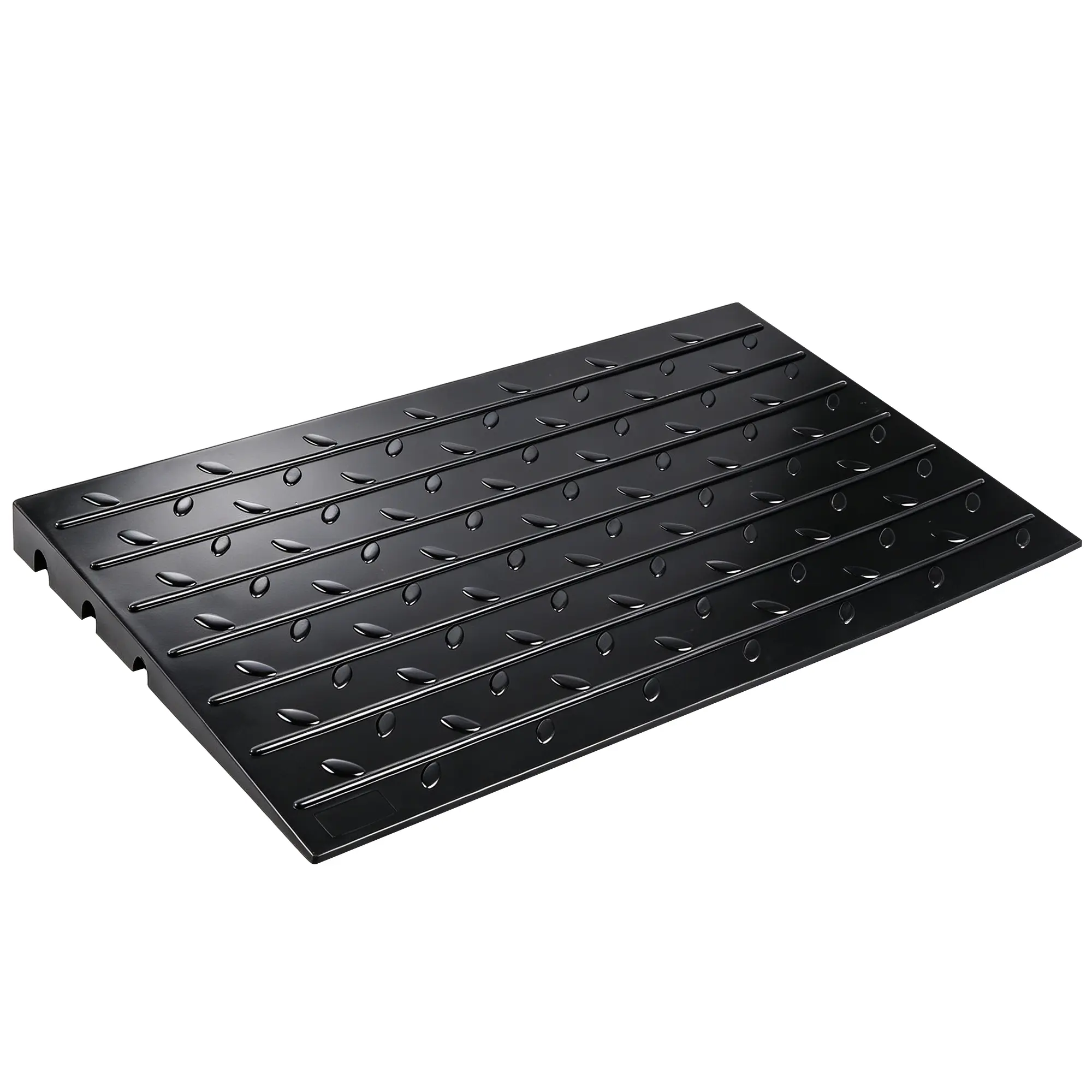 Zeny Sturdy Rubber Threshold Ramp - 2.5-in Rise, 4400 Lbs Load Capacity, All-Weather Non-Slip Surface, No Drilling Required, 3-Channel Cable Management, Barrier-Free Path for Home Doorways, Wheelchair Access, Black