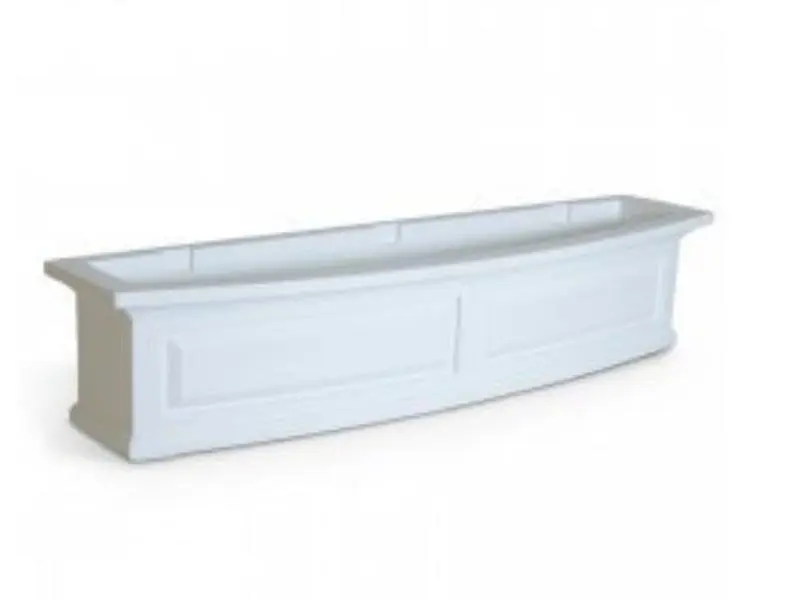 Mayne 212 MAIN Nantucket 4 ft. White Plastic 5 gal Double-Wall Raised Panel Garden Planter Window Box - Overflow Drain, Easy Setup, Decorative Brackets Available Separately, Home Improvement Garden Accessories, Outdoor Planting Boxes, 5 Gallons