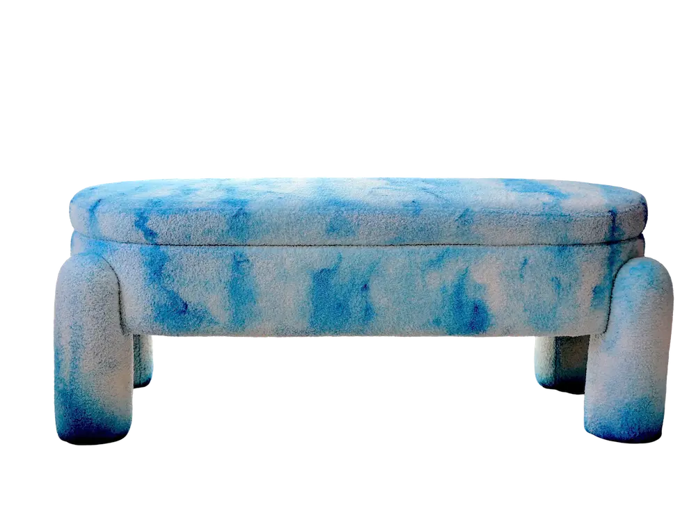 Storage ottoman bench, sherpa upholistery furniture