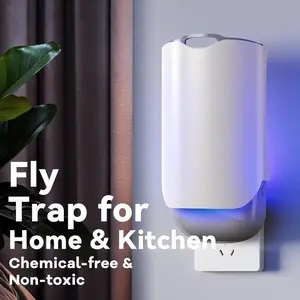 Flying Insect Trap for Indoors - Bug Catcher for Home, Plug-in Fly Bug Zapper with Effective Blue Light to Fruit Flies, Moths, Gnats, Mosquitoes,House Flies(1 Device+1 Refills)