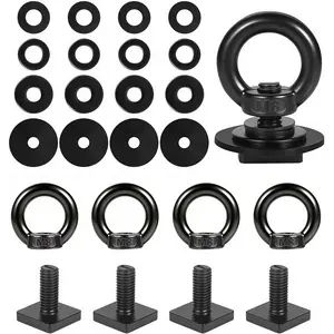 T-Type Track Mounting Anchor for Roof Rack, M8 Eye Bolt, Stainless Steel T-Bolt Eye Nut, Secure Elastic Rope, Ropes, Hooks