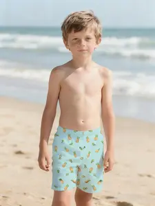 Summer Pineapple Party Shorts with Digital Printing, 100% Polyester. A brand-new summer fashion item specially designed for boys. Stylish boys' beach pants, summer casual children's clothing, outdoor sports beach shorts.
