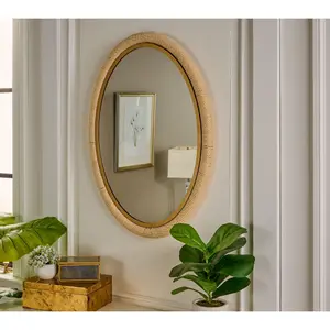 Home Reflections 22"x30" Oval Rattan Wall Mirror Home Reflections 22"x30" Oval Rattan Wall Mirror