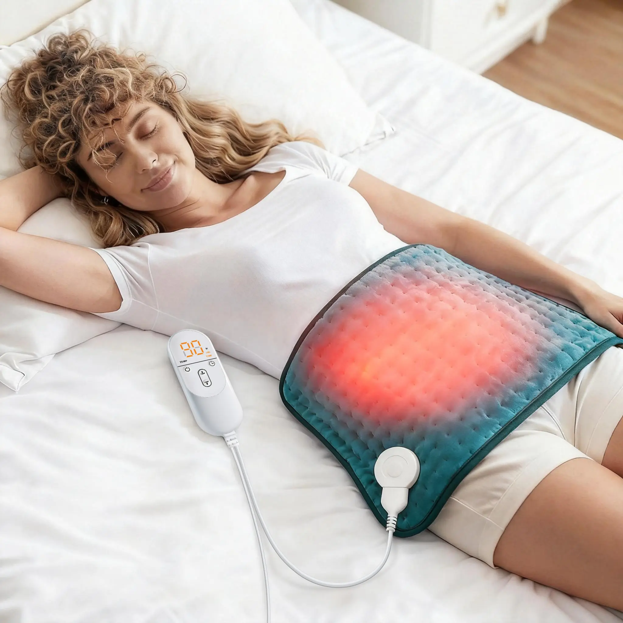 Electric Heating Pad for Cramps Pain Relief with 6 Heat Settings, 4 Timer Auto-off, 12" x 24", Gifts for Back/Shoulder/Abdomen, Moist/Dry Option