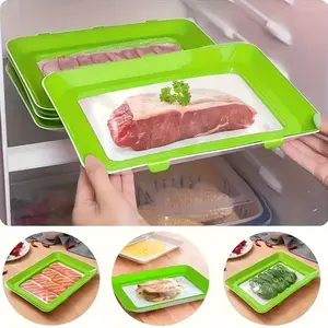3pcs Fresh-keeping Plate Food Storage Fresh-keeping Plate Stackable and Reusable Tray