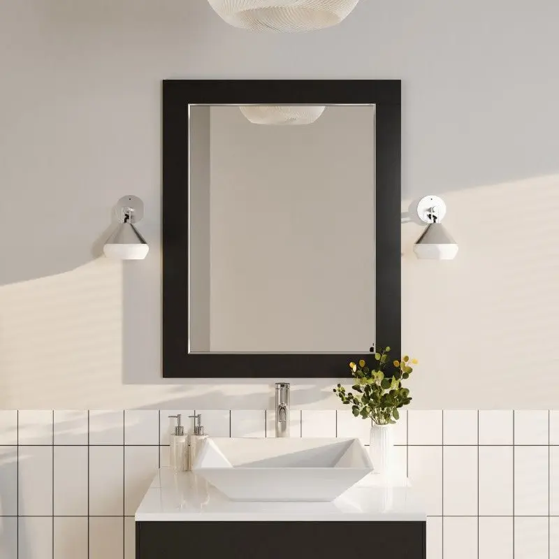 Eviva Aberdeen 24" x 30" Rectangular Espresso Wooden Framed Mirror