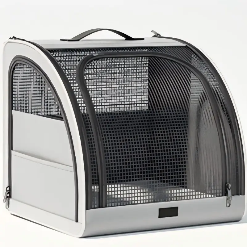 Portable Pet Carrier for Cats and Small Dogs, Collapsible Soft-Sided Pet Travel Crate with 600D Waterproof Oxford Fabric, Hard Bottom, Breathable Mesh, Safety Buckle, Smart-Lock Zippers & Carry Handle, Foldable Indoor Outdoor Pet Bed