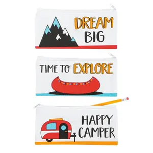8 1/2" x 4" Adventure Zippered Canvas Pencil Cases - 12 Pc.