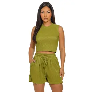 Crinkle Textured Shorts Set